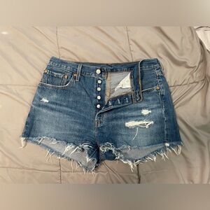 Distressed Blue Denim Shorts LEVI 501